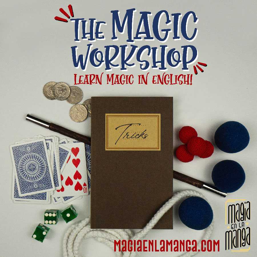 Cartel do obradoiro de maxia educativa en inglés “The Magic Workshop”.