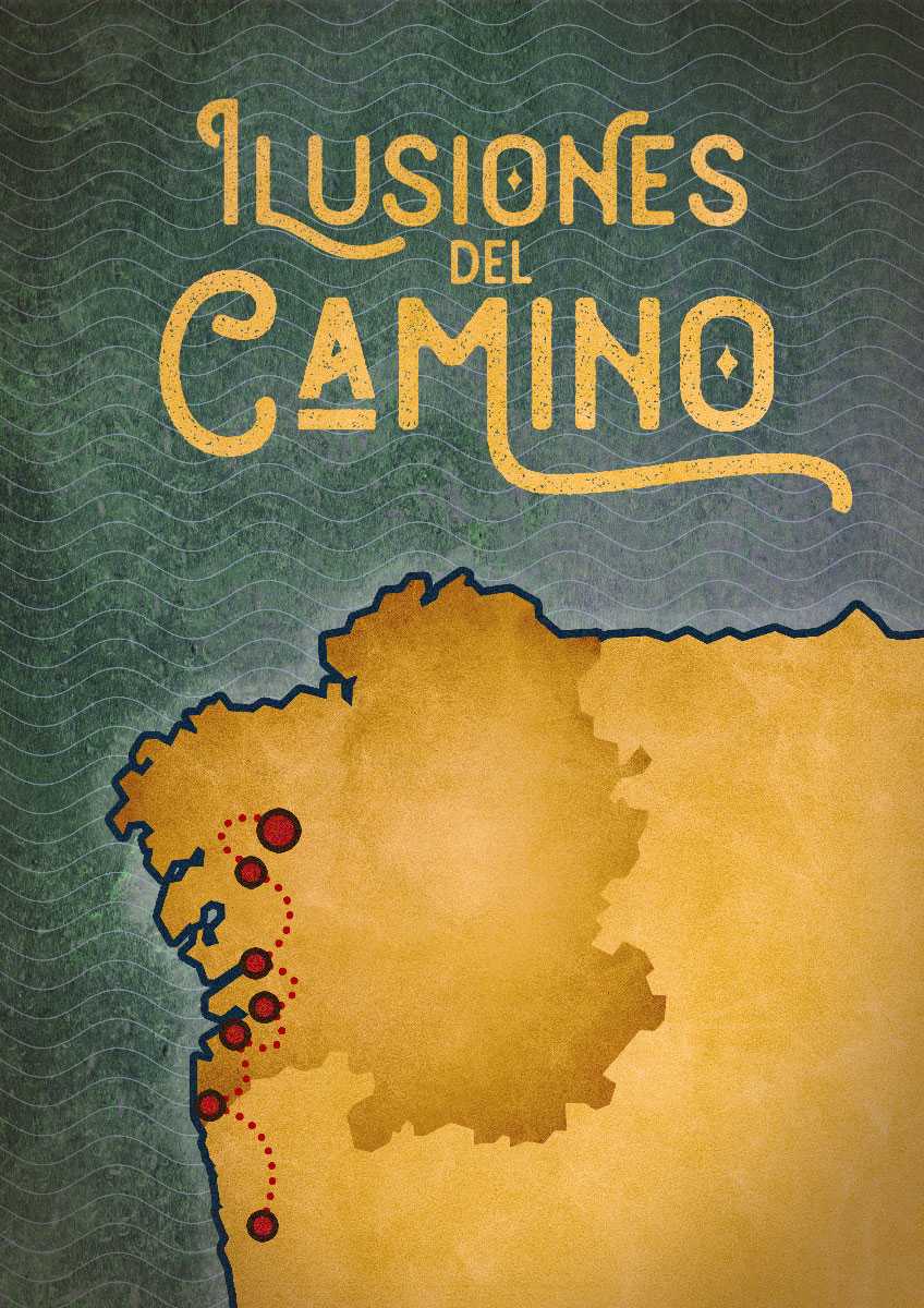 Cartel del espectáculo de magia sobre el Camino de Santiago “Ilusiones del Camino”.