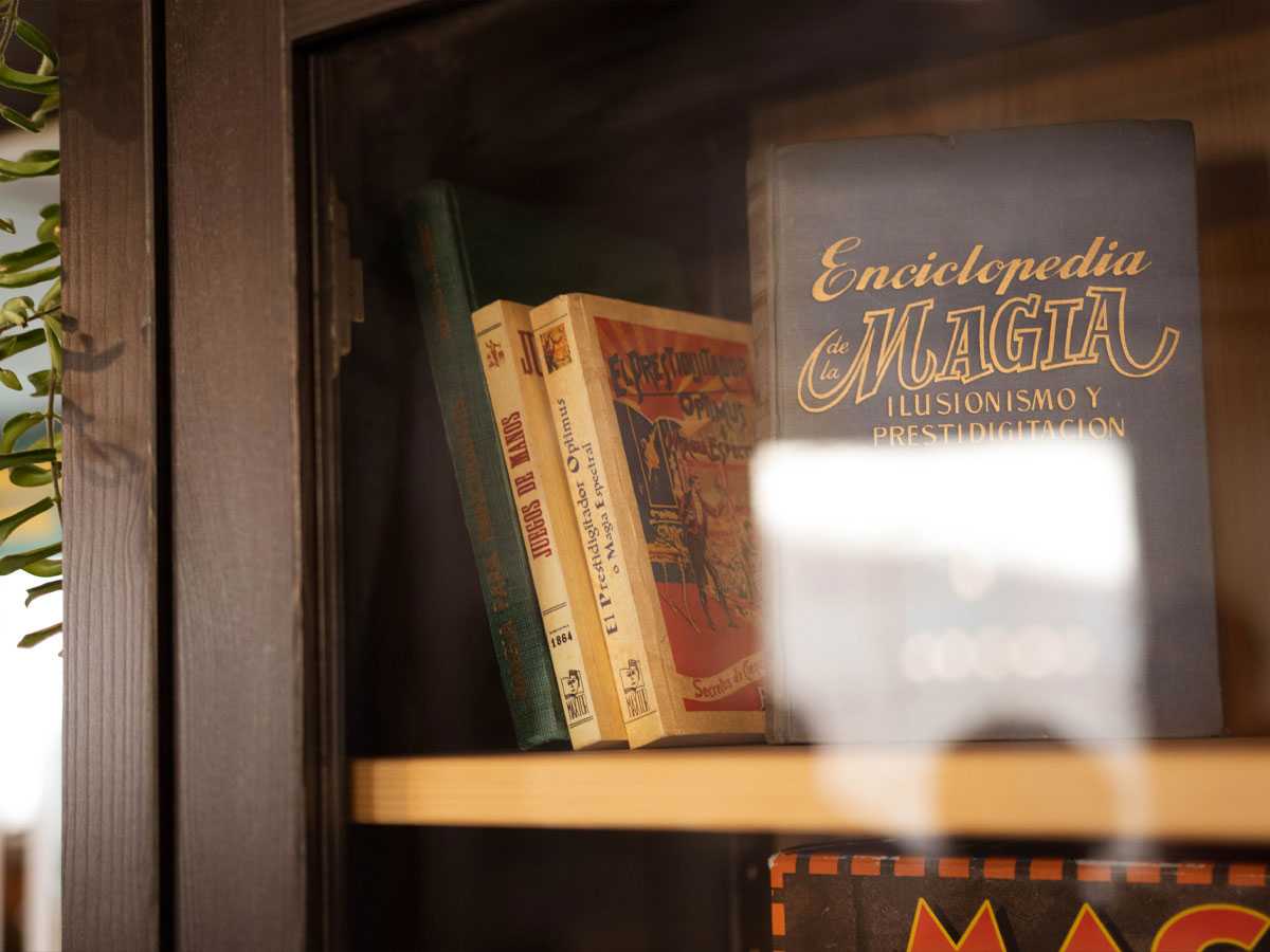 Biblioteca de magia en la escuela de Magia en la Manga en Vigo.